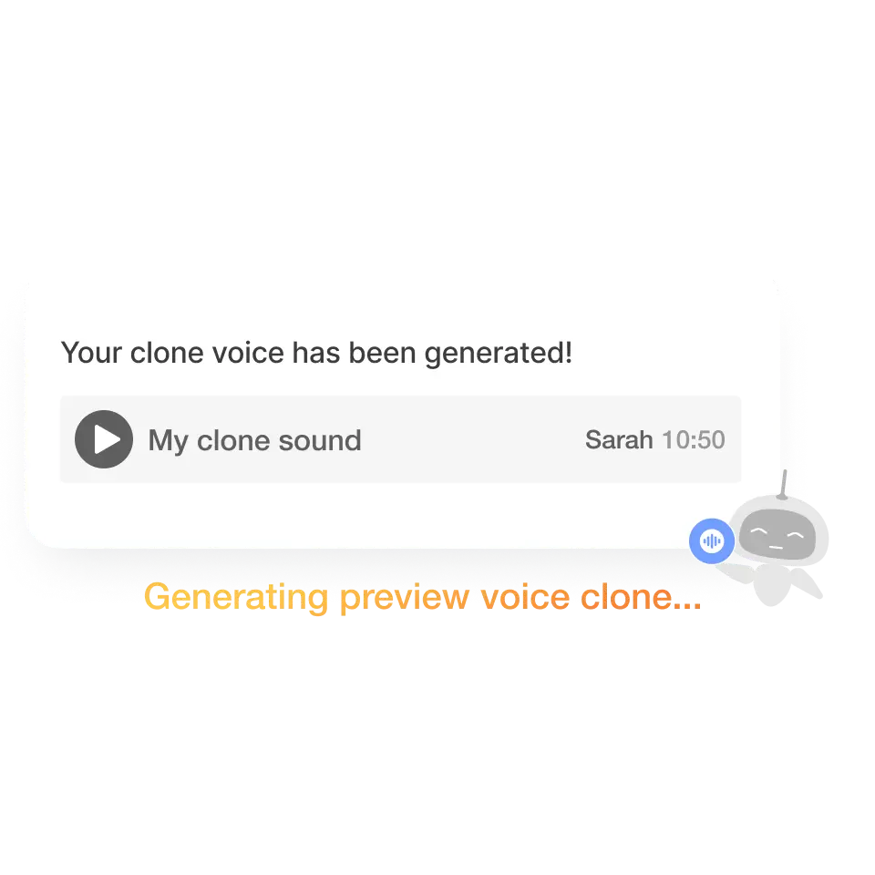 AI processing voice cloning in Visla to create a natural-sounding voice.